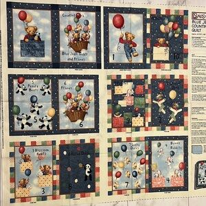 Daisy Kingdom Fabric Book Panel: Blue Jean Teddy Soft Book